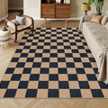 Lahome Checkered Easy Jute Carpet, Washable Area Rug 6x9 Neutral Outdoor Patio Rug, Farmhouse Checkerboard Non Slip Non Shedding Floor Carpet for Dining Living Room Deck Sunroom-Ruum Studio Home