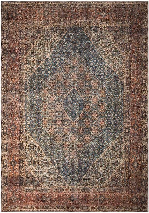Keen Home Design 6x9 Rug - Machine Washable Area Rug with Non-Slip Backing, Ideal for Living Room, Dining Room, Bedroom - Vintage, Easy Clean, Durable, Low Pile Rug - (6' x 9')-Ruum Studio Home