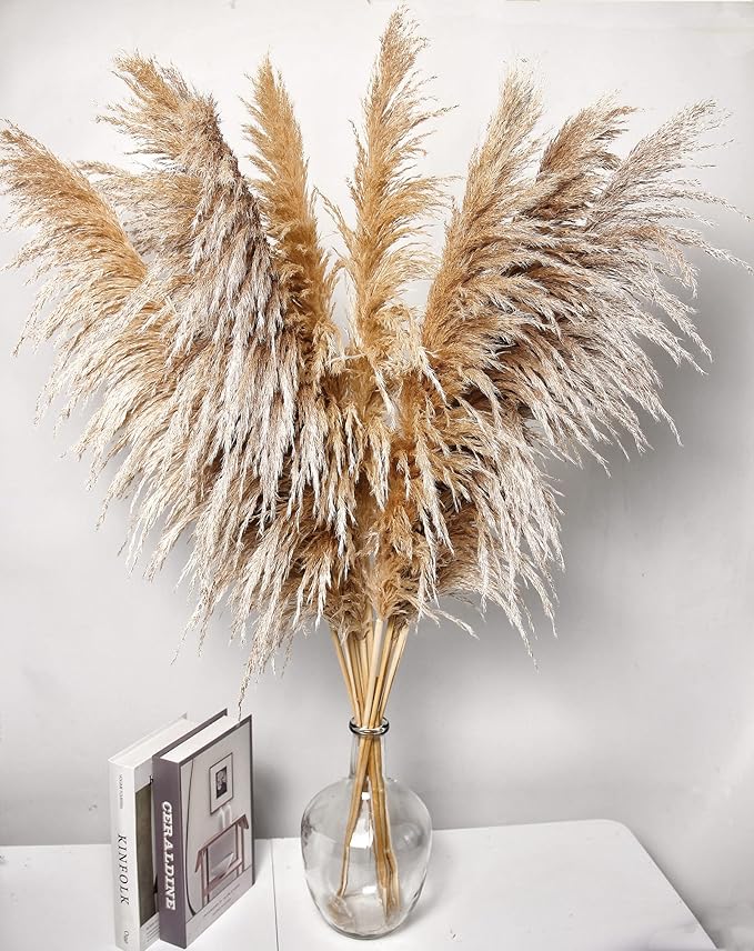 40" inch 10 Stems Pampas Grass Decor Tall, Pampas Grass Bouquet, Natural Dried Flowers for Wedding, Natural Home Decor, Wall Grass, Glam Decor-Ruum Studio Home