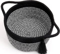 Small Gift Basket Empty to Fill – SweetMemo Mini Woven Rope Organizer Baskets for Gifting, Baby Shower, Desk, Bathroom, Shelves – Decorative Soft Bin with Gift Bag & Ribbon – Black Grey-Ruum Studio Home