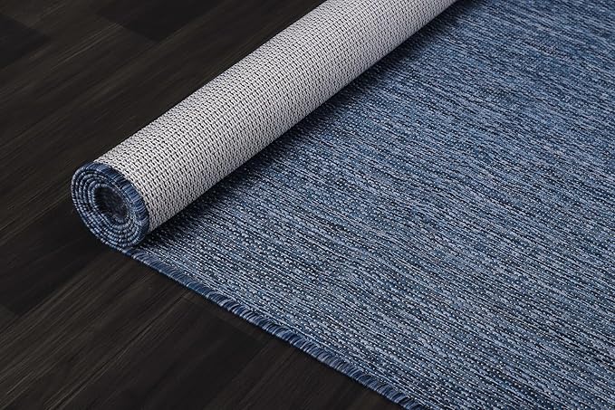 CAMILSON Outdoor Rug 9x12 Modern Area Rugs for Large Indoor and Outdoor Patios and Porches - Waterproof, Washable, Non-Shedding, Easy-to-Clean Outside Carpet (9 x 12, Solid - Navy Blue)-Ruum Studio Home