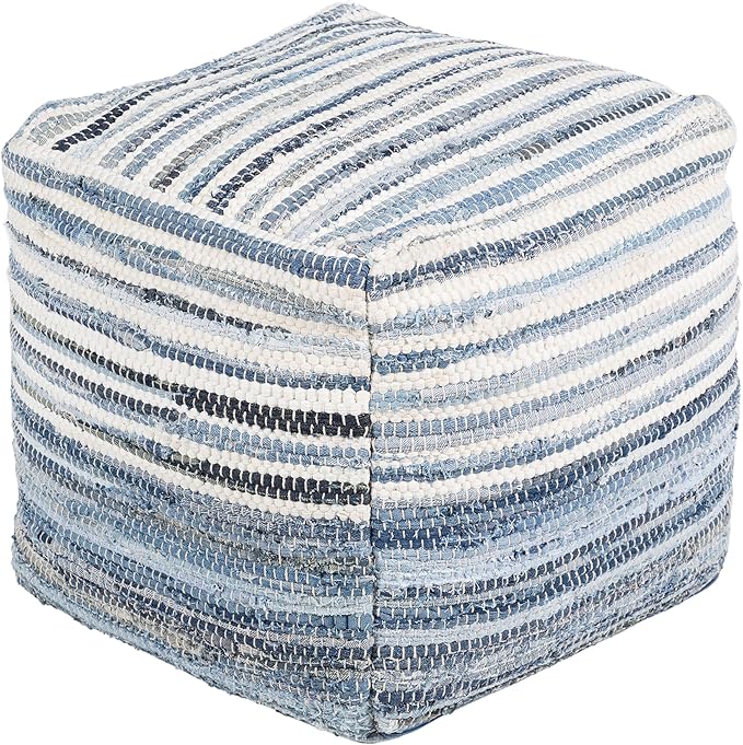 Mark&Day Pouf Ottoman, Korneuburg Natural Fiber Navy Cube Pouf Foot Rest for Living Room, Bedroom and Boho Home Decor (16"x16"x16")-Ruum Studio Home