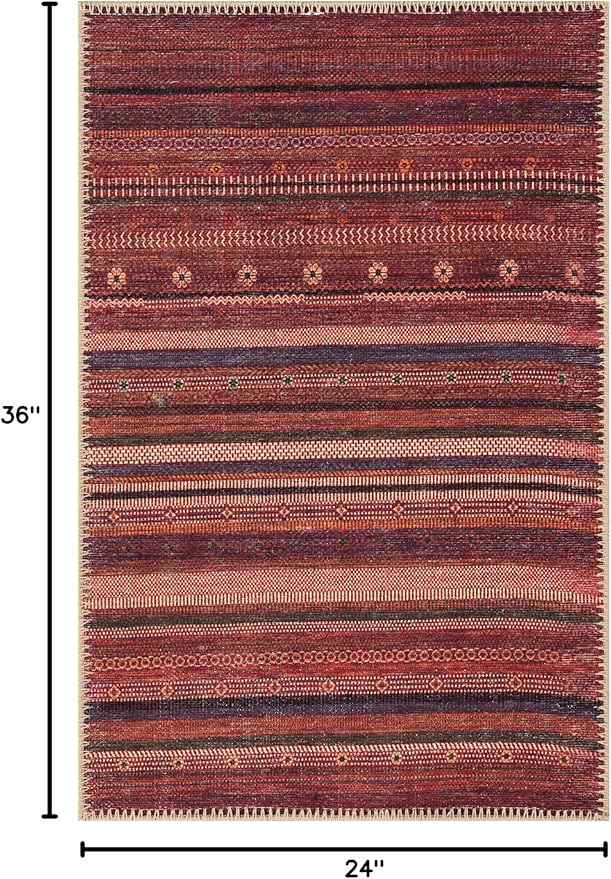 Keen Home Design 2x3 Rug - Machine Washable Entry Rug with Non-Slip Backing, Ideal for Enteryway, Kitchen, Bathroom, Laundry Room - Vintage, Easy Clean, Durable, Low Pile Rug - (2' x 3')-Ruum Studio Home