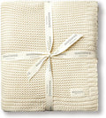 MakeMake Organics Organic Throw Blanket GOTS Certified Organic Cotton Blanket Chunky Knit Super Soft Cozy Fall Winter Large Adults Throw Blanket (50x60, Vanilla)-Ruum Studio Home