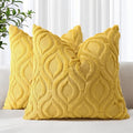 decorUhome Throw Pillow Covers 16x16 Inch Set of 2, Soft Plush Decorative Faux Fur Mustard Yellow Solid Couch Pillow Covers, Accent Farmhouse Neutral Square Euro Pillow Cases for Sofa Bed Living Room-Ruum Studio Home