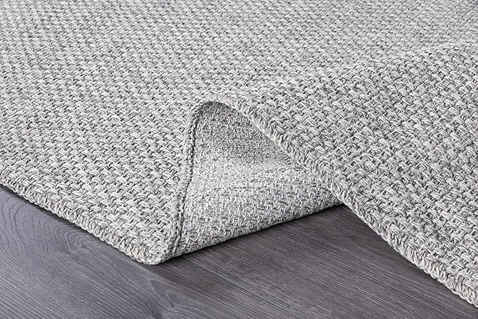 CAMILSON Easy Jute Rug 8x10, Indoor Outdoor Grey Color Area Rugs for Living Room Farmhouse Patio and Kitchen Rug, Solid Boho Woven Design, Easy-Cleaning, Washable Outside Carpet Alfombras (8 x 10)-Ruum Studio Home