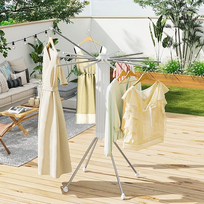 JOOM 4 Legs Single Layer Clothes Drying Rack, Garment Rack Portable and Foldable Space Saving Laundry Drying Rack - Drying Rack Clothing Floor Folding Balcony Bedroom Household Aluminum-Ruum Studio Home