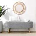 Oval Storage Bench 43.5" Linen Fabric Upholstered Entryway Bench with Solid Wood Legs Ottoman Bench Indoor Bench for Living Room/Bedroom/End of Bed/Entryway (New Grey)-Ruum Studio Home