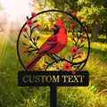 Personalized Name Garden Cardinal Metal Signs with Stake, Custom Family Name Yard Decor for Outdoor Outside, Cardinal Lawn Patio Stake Gardening Enthusiasts Grandmothers Gift-Ruum Studio Home
