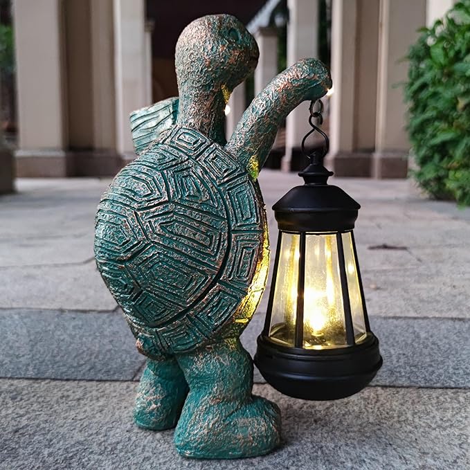 Turtle Garden Statue Outdoor Décor with Solar Lights Lantern,Turtle Solar Light Figurines Outside Decorations for Yard，Lawn,Patio, Balcony, Unique Housewarming Gifts-Ruum Studio Home