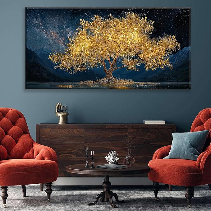 Tsomzxng Canvas Wall Art Decor Modern Large Wall Art For Living Room 29 X 58 Inches Gold Tree Of Life Abstract Wall Decor Paintings Picture For Bedroom Dining Room Home Office Artwork-Ruum Studio Home