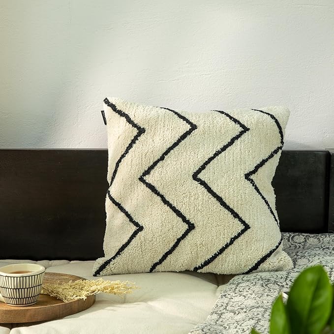 Tufted Boho Pillow Covers 18X18 Inch Throw Pillow Covers Decorative Cushion Cover Exquisitely Crafted with Hand-Finished Tuft Farmhouse Pillow Case for Couch Sofa Bed Living Room Bedroom-Ruum Studio Home