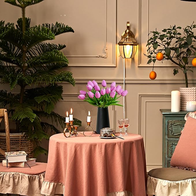 Mandy's Artificial Tulips 20 Stems Lavender PU Faux Flowers for Wedding Home Decor 13.5 Inch-Ruum Studio Home