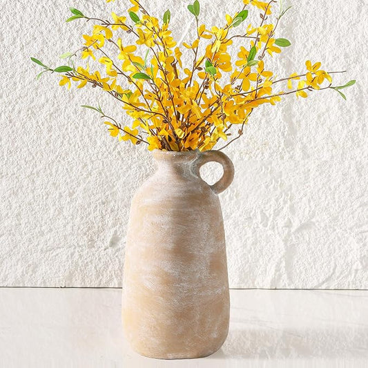 Ceramic Rustic Vase, 12.8" Large Flower Vases Home Decor for Pampas Farmhouse Decorative Pottery Clay Vase for Mantel Entryway Table Living Room Kitchen Bathroom Bedroom-Ruum Studio Home