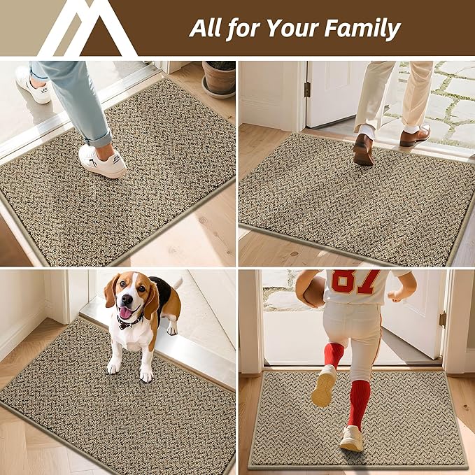 COSY HOMEER-Door-Mat 36"x60" Non Slip Absorbent Entryway Rugs Dirt Trapper Doormats Washable Entrance Mats Low Pile Welcome Floor Mat for Front Back Door and Entry Mats,Taupe-Ruum Studio Home