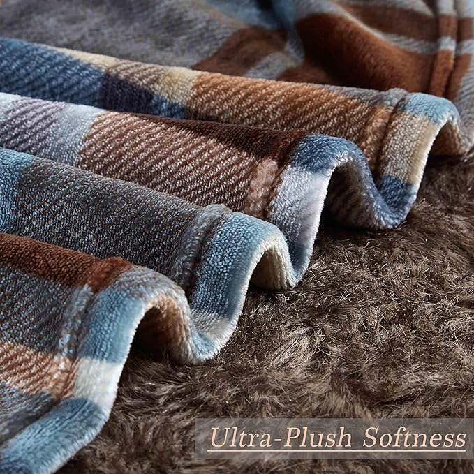 MERRYLIFE Throw Blanket Plaid Sherpa | Ultra-Plush Soft Colorful | Decorative Couch Travel Blanket | (50" 60", Greenland)-Ruum Studio Home