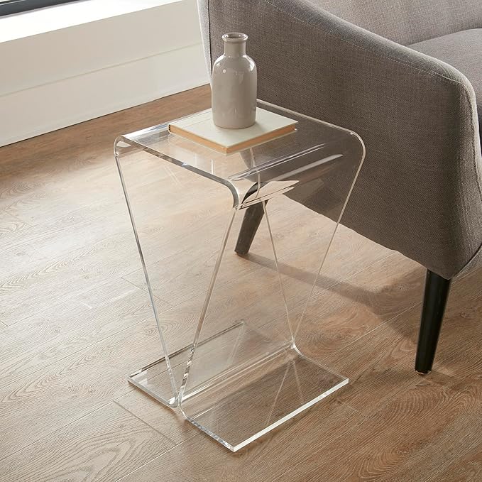Clarte Acrylic V-Shaped End Table | Side Table for Living Room or Nighstand for Bedrooms | Premium Durable Glass-Like Design-Ruum Studio Home