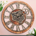 HOIBAI Large Wall Clock 24 Inch Large Clocks for Living Room Decor with Moving Gears Vintage Industrial Steampunk Farmhouse Big Clock for Home Kitchen Bedroom Office-Ruum Studio Home