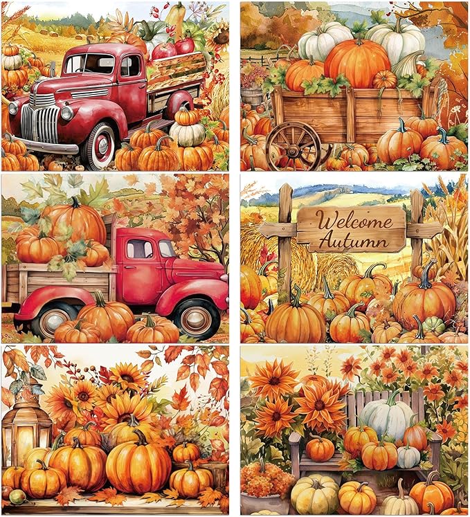 Fall Placemats Set of 6 Thanksgiving Pumpkin Plastic Table Mats Farmhouse Rustic Place Mats Sunflower Dinner Mat Autumn Seasonal Holiday Party Decoration for Indoor Outdoor Party Kitchen Dining-Ruum Studio Home