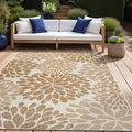 Beverly Rug Outdoor Rug 10x14 Modern Exotic Tropical Leaf Area Rugs for Indoor and Outdoor Patio Deck Porch Garden Water Resistant Washable Outside Carpet (10 x 14 Beige)-Ruum Studio Home