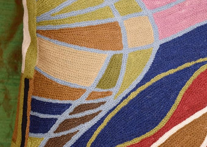 Hundertwasser Modern Pillow Cover Contemporary Pillowcase Accent Outdoor Pillows Abstract Couch Cushion Farmhouse Throw Pillows | Mid Century Chair Cushions | Handmade Wool Size 18x18-Ruum Studio Home