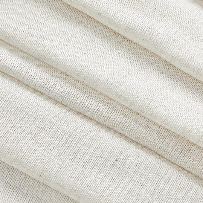 MYSKY HOME Country Curtains for Sliding Glass Door, Back Tab Semi Sheer Curtain Panels Extra Long Floor Length Drapes Linen Texture Soft Touch, 50x108 Inch, Linen, Set of 2-Ruum Studio Home