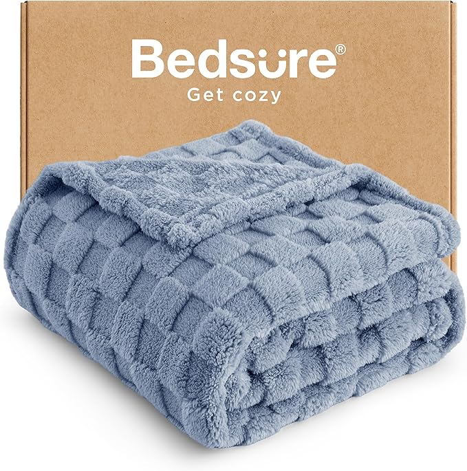 Bedsure GentleSoft Ashley Blue Twin XL Blanket for Bed - Super Soft Cozy Fleece Blankets for Women, Cute Throws for Girls, Dorm Room Essentials for Girls Teens Back to School, 66x90 Inches-Ruum Studio Home