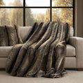Luxury Faux Fur Throw Blanket, Soft Fluffy Faux Mink Blankets for Bed, Couch, Sofa, Thick Cozy Plush Warm Fur Throws with Reversible Velvet, Ombré Sable Brown, 50"x60"-Ruum Studio Home