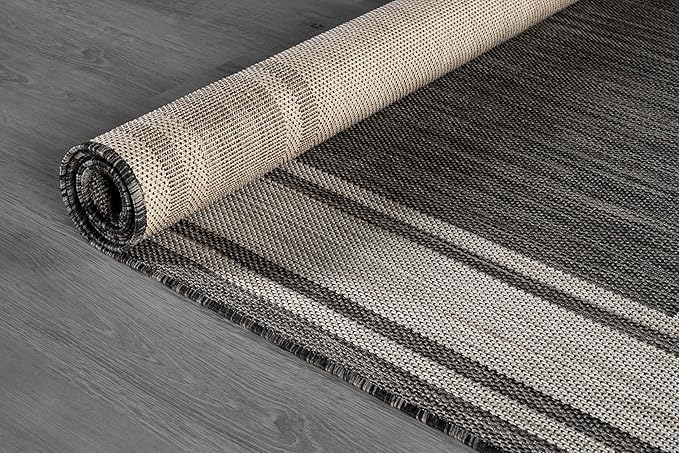 Beverly Rug Large Outdoor Rug 9x12 Modern Bordered Area Rugs for Indoor and Outdoor Patio Deck Porch Garden Waterproof Weather Sun Resistant Washable Outside Carpet (9 x 12 Dark Gray)-Ruum Studio Home