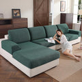 Couch Cushion Covers for Sectional Sofa, Stretch Soft Sofa Slipcovers Washable Wear-Resistant Universal Furniture Protector for Living Room(2 Seaters Covers, Green)-Ruum Studio Home