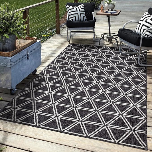Keen Home Design Outdoor Rug - 6x9 Washable Indoor/Outdoor Rug for Patio, Balcony, Kitchen, Garden, Beach, Deck and Porch. Size: 6'7" x 9'2"-Ruum Studio Home