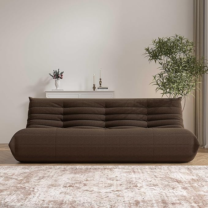 Big Bean Bag Chairs for Adults, 3 Seater Large Bean Bag Chair Sofa, Fireside Chair Lazy Sofa Chair with High Density Comfortable Foam, Modern Bean Bag for Living Room, Bedroom, Office (Coffee)-Ruum Studio Home