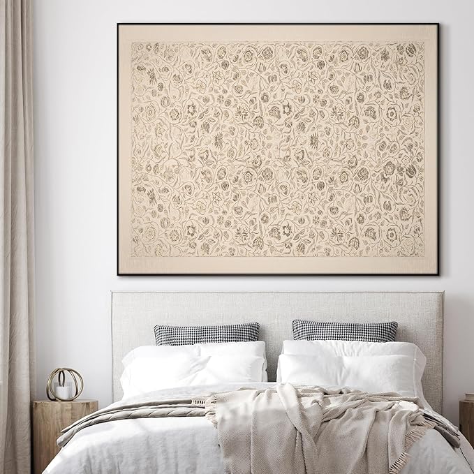 SIGNWIN 46"x60" Extra Large Framed Wall Art Vintage Botanical Sketch with Detailed Floral Pattern, Classic Nature Illustration for Home Living Room Bedroom Decor (Frame Assembly Required)-Ruum Studio Home