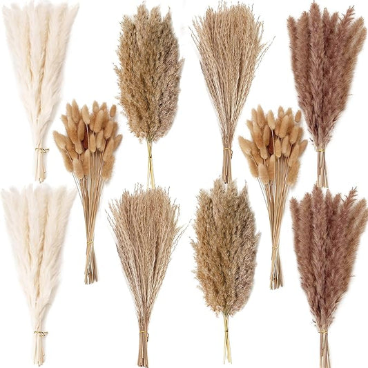 220 PCS Dried Flower Bouquet – Pampas Grass, Floral Decor for Home, Wedding, and Boho Style | Perfect for Vases, Fall, Spring, Summer, and Winter Arrangements-Ruum Studio Home