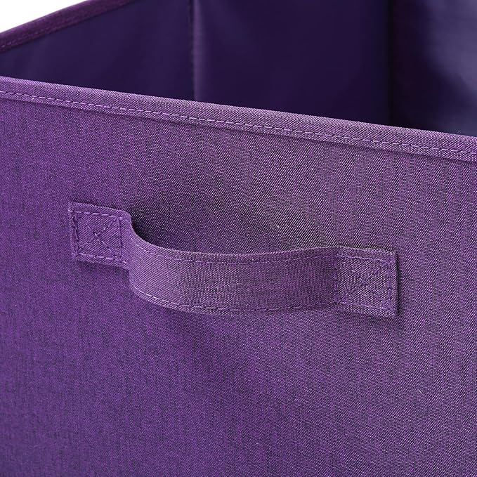 HOONEX Storage Bins with Lids for Organizing, Pack of 2, Storage Boxes with 2 Carry Handles and Sturdy Heavy Cardboard, 16.5" L x 11.8" W x 7.5" H for Shoes, Books, Clothes, Nursery, Dark Purple-Ruum Studio Home