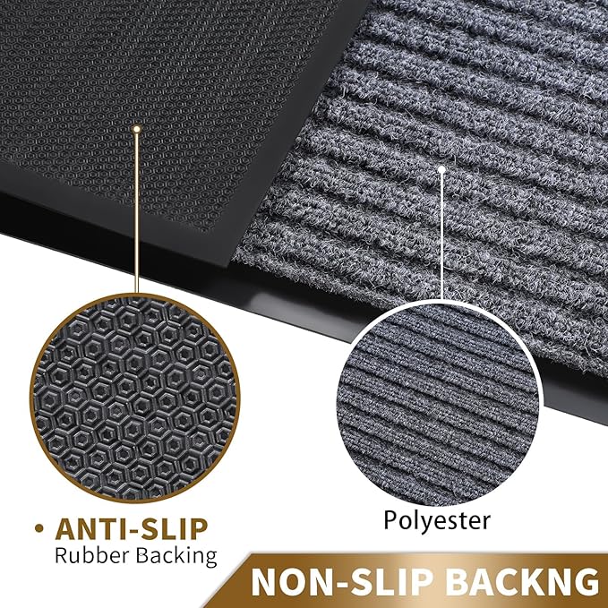 Yimobra Front Door Mat Outdoor Indoor Entrance, 100% Waterproof All-Season All Weather Doormat, Welcome Matt Outside Entry, Non Slip, Low Profile, Heavy Duty Patio Porch Floor Mat,29.5 x 17,Gray White-Ruum Studio Home