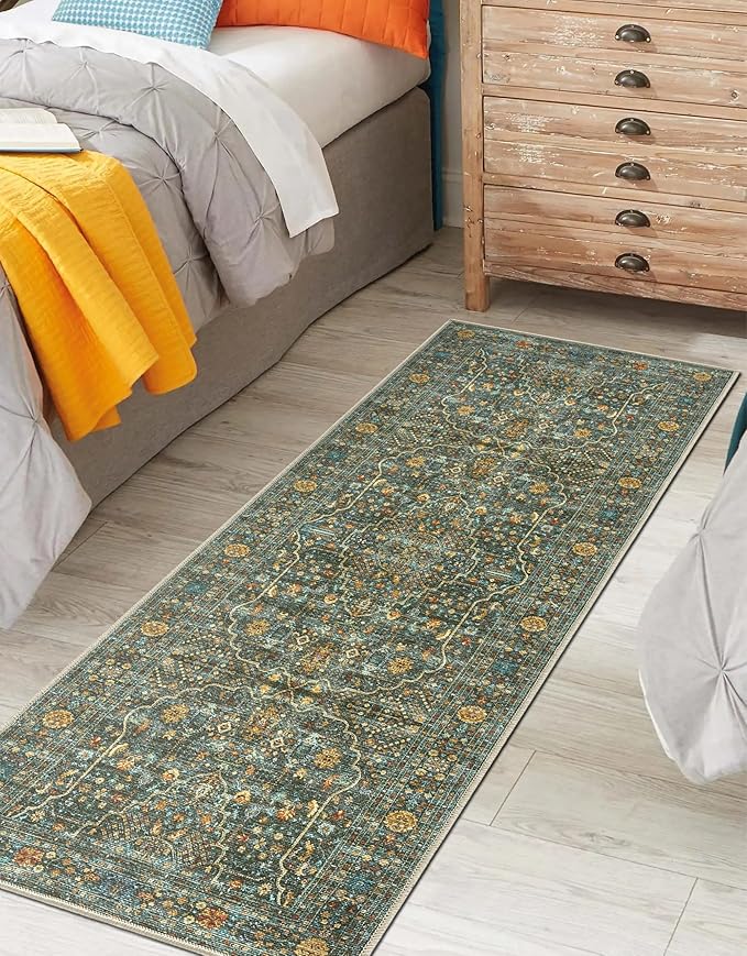 Keen Home Design 2x7 Rug - Machine Washable Runner Rug with Non-Slip Backing, Ideal for Hallway, Entryway, Kitchen, Laundry Room - Vintage, Easy Clean, Durable, Low Pile Rug - (2'6" x 7')-Ruum Studio Home
