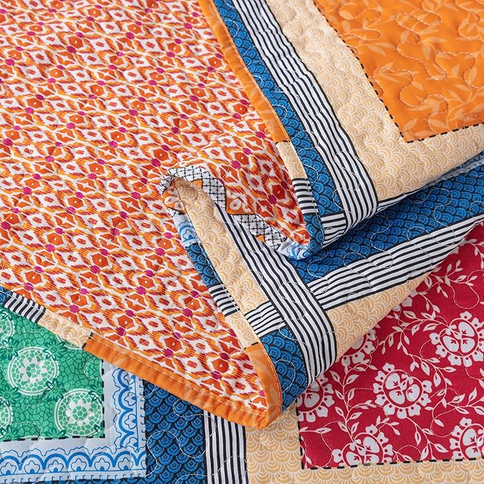 NEWLAKE Quilt Bedspread Sets - Bohemian Farmhouse Pattern Reversible Coverlet Set, Queen Size-Ruum Studio Home