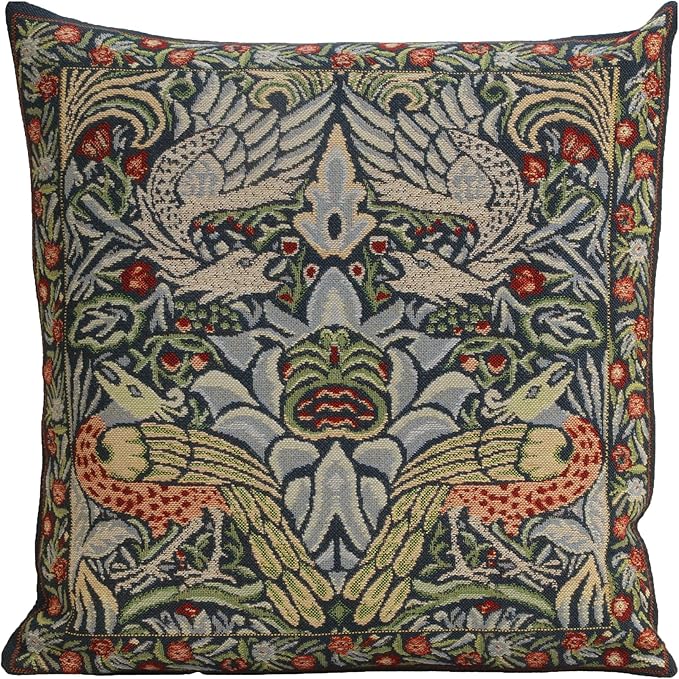 Charlotte Home Furnishings Throw Pillow Covers 16x16 in, Blue Peacock Decorative Couch Pillow Cover, Boho Decor European Tapestry Cushion Cases, Living Room Cozy Home Decor, Jacquard Woven Soft Cotton-Ruum Studio Home