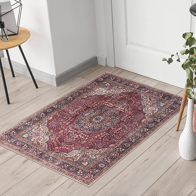 Keen Home Design 2x3 Rug - Machine Washable Entry Rug with Non-Slip Backing, Ideal for Enteryway, Kitchen, Bathroom, Laundry Room - Vintage, Easy Clean, Durable, Low Pile Rug - (2' x 3')-Ruum Studio Home