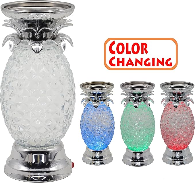 YAKii 9.5" Pineapple LED Color Changing Shine Lamp,Swirling Water Waves Lamp Kid Safe Battery/USB Cable Operated,Table Lamp Candle Holder Table Decoration Silver(Pack of 2)-Ruum Studio Home