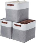 DECOMOMO Storage Baskets | Large Storage Bins 54.5L Fabric Baskets for Organizing Laundry Nursery Toys Cloth Linen Closet Organizers with Handles (Grey and White, XXXL - Jumbo/3P - 17" x 13" x 15")-Ruum Studio Home