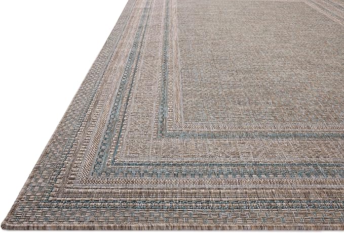 Loloi Amber Lewis Topanga Collection TOP-05 Natural/Teal 7'-10" x 10' Indoor/Outdoor Area Rug-Ruum Studio Home