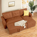 Naomi Home L-Shaped Reversible Sectional Sofa with Pull-Out Sleeper Bed and Storage Chaise, Caramel Air Leather-Ruum Studio Home