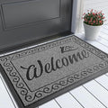 Yimobra Welcome Mat, Heavy Duty Sturdy Door Mats for Home Entrance Outdoor Indoor, Front Doormat for Outside Patio Floor Entry Porch Garage Office, Waterproof, Low Profile, 29.5 x 17, Black Grey-Ruum Studio Home