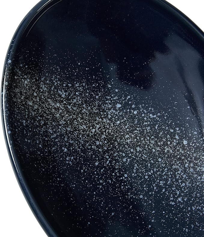 Oval Ceramic Decorative Bowl, Key Dish for Entryway Table, Small Home Decor Accent, Trinket Tray for Office Home Decor Gift (10'' Starrysky Blue with Glaze Layer)-Ruum Studio Home