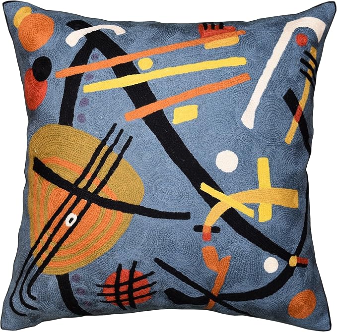 Kandinsky Modern Throw Pillow Cover - Escape | Abstract Pillow | Modern Couch Pillow | Contemporary Pillows | Modern Outdoor Pillow | Mid Century Chair Cushions | Handmade Wool Size 18x18-Ruum Studio Home