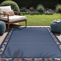 Beverly Rug Outdoor Rug 6x9 Modern Bordered Area Rugs for Indoor and Outdoor Patio Easy to Clean Non Shedding Living Room Porch Garden Washable Outside Carpet (6 x 9 Blue)-Ruum Studio Home