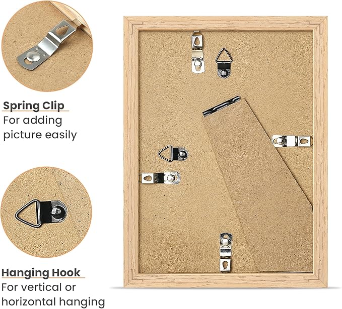 upsimples 5x7 Picture Frame, Natural Solid Wooden Picture Frames, Display 4x6 with Mat or 5 x 7 Without Mat, Wall or Tabletop, 1 Pack, Natural-Ruum Studio Home