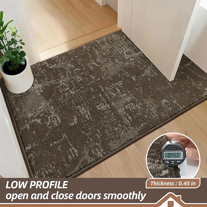 BEQHAUSE Dirt Trapper Door Mat 20"x32" Non-Slip Door Mats Washable Entryway Rugs Stain Resistant Doormat Absorbent Welcome Floor Mat for Front Back Door, Muddy Wet Shoes & Paws,Brown-Ruum Studio Home